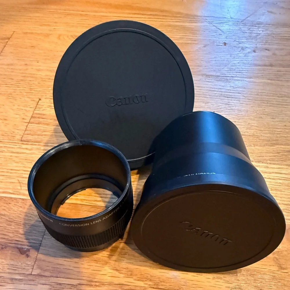 Set of Two Canon Black Teleconverter Lenses with Protective Caps